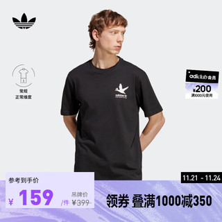 adidas 阿迪达斯 官方三叶草男装夏印花运动上衣圆领短袖T恤HZ1148 黑色 A/M