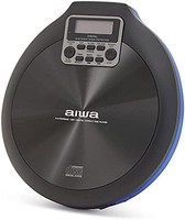 aiwa PCD-810BL（英国）便携式个人 CD 播放器，多格式，MP3，可充电电池，120 秒防震黑色/蓝色饰边