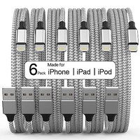QIRUOZ [Apple MFi 认证] 6 件装 3/3/6/6/6/10 FT iPhone 充电器长闪电数据线