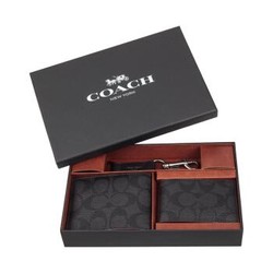 COACH 蔻驰 男士黑色PVC短款礼盒装钱包钱夹 F41346N3A