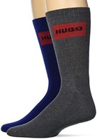 HUGO BOSS HUGO 男式 2 件装标志标签罗纹精梳棉袜