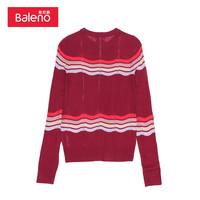 Baleno 班尼路 女士波浪织花拼色套头毛衫