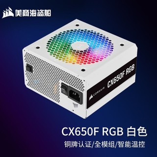 美商海盗船 电源 550W/650W/750W CX-F系列RGB全模组电源 80PLUS铜牌日系电容 幻彩CX650F RGB 额定650W 白色