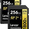 Lexar Gold 系列专业 1800x 256GB UHS-II U3 SDXC 存储卡,2 件装