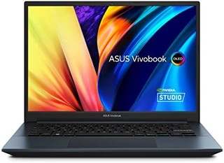 华硕 vivoBook Pro 14 OLED 笔记本电脑、14 英寸 2.8K OLED 显示屏、AMD 锐龙 7 6800H 移动 CPU、NVIDIA GeForce RTX 3050 GPU、16GB 内存、1TB 固态硬盘、Windows 11 Home、Quiet Blue、M6400RC-EB74