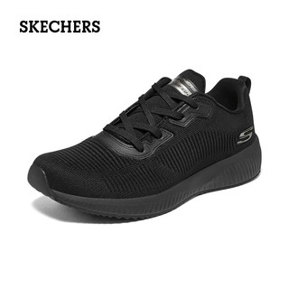 斯凯奇（Skechers）男士绑带透气网面运动鞋百搭缓震休闲鞋 BBK全黑色 41