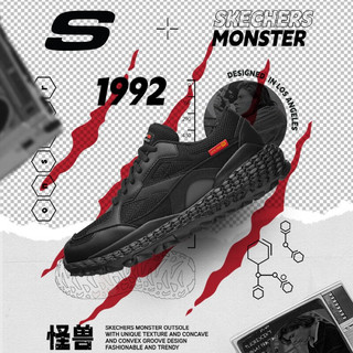 斯凯奇（Skechers）运动休闲鞋男士绑带小怪兽鞋MONSTER男鞋城市户外复古运动鞋 BBK黑红色 42