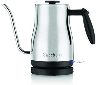 Bodum Bistro 鹅颈电水壶,34 盎司(约 963.9 克),镀铬,不锈钢 需配变压器