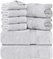 Utopia 毛巾 8 件套高级毛巾套装,2 条浴巾,2 条手巾和 4 条浴巾,600 GSM * 环锭纺棉高吸水性