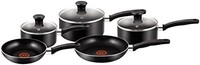 Tefal 特福 5 件套, Essential, 锅具套装, 黑色,铝制, 不粘锅