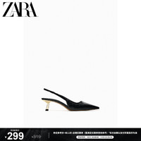 ZARA 女鞋 黑色金属感鞋跟穆勒鞋露跟鞋 2224210 800