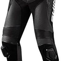 shima STR 2.0 摩托车裤子 – 皮革运动裤带臀部和膝盖保护套,膝滑块,穿孔皮革,适合2件套(58,黑色)