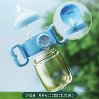 布朗博士 吸管奶瓶 PPSU吸管奶瓶水杯300ml 一岁以上多功能水杯1-3岁 蓝