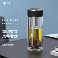 WANXIANG 万象 双层玻璃杯大容量水杯泡茶杯车载男士商务办公杯315ml V273-石墨黑-简盒装