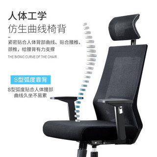 古雷诺斯 人体工学椅电脑座椅子家用工程学办公椅舒适久坐老板椅电竞椅 S170-01-全黑