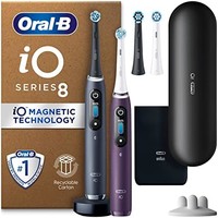 Oral-B 欧乐-B 欧乐B iO8 2x 电动牙刷,女士/男士礼品,应用程序连接手柄,4 个牙刷头
