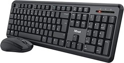 Trust 楚斯特 24080 Ymo 无线键盘和鼠标套装 - 德国 QWERTZ 布局，静音键和鼠标按钮，防溅，PC/笔记本电脑，