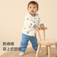 88VIP：Tongtai 童泰 秋冬3个月-3岁婴幼儿男女宝宝保暖夹棉圆领高腰长裤对开套装