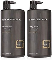 Every Man Jack 男士檀香沐浴露,适合所有肤质 - 使用天然椰子和甘油清洁、滋养和滋润您的肌肤 - 2 瓶