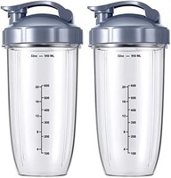 BOSCH 博世 NutriBullet 魔力榨汁机 32 盎司（约 936.6 毫升）搅拌杯带翻转盖（2 件装）替换部件