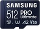 SAMSUNG 三星 PRO Ultimate microSD 存储卡 + 适配器,512GB microSDXC,高达 200 MB/s