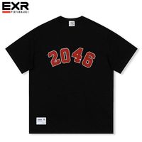 EXR 纯新疆棉300g重磅大落肩宽松印花T恤夏季新款32支双纱短袖体恤