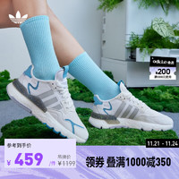 adidas 阿迪达斯 「暗夜精灵」NITE JOGGER boost运动鞋女子阿迪达斯三叶草 白/蓝/浅灰/深灰 36(220mm)