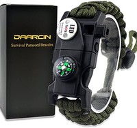 Daarcin Survival Paracord Bracelet,Fire Starter,Waterproof SOS Light