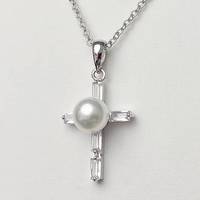Akoya【爱媛县特产】Akoya珍珠十字架项链 女士项链物 项链