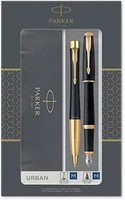 PARKER 派克 Urban Duo 钢笔/圆珠笔，哑光黑色，金色饰边，蓝色墨囊和笔芯，带礼盒