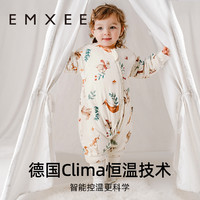 EMXEE 嫚熙 婴儿豆豆绒睡袋秋冬款恒温纯棉儿童防踢被分腿睡袋