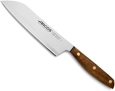 ARCOS Santoku 不锈钢刀，7 英寸（约17.78 厘米），用于鱼、肉和蔬菜的日本厨刀， Ovengkol 木柄
