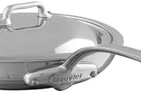 Mauviel M'Cook 5 层抛光不锈钢煎锅带铸造不锈钢手柄和盖子,11.25 英寸(约 28.4 厘米),法国制造