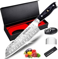 MOSFiATA 7 英寸(约 17.8 厘米)超锋利厨师刀,专业厨师厨房刀日本三德刀德国高碳不锈钢 EN1。