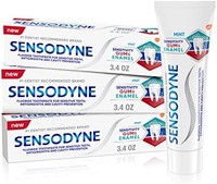 SENSODYNE 舒适达 敏感性牙龈和搪瓷牙膏,三重保护,清爽含氟牙膏,薄荷味 - 3.4 盎司 x 3