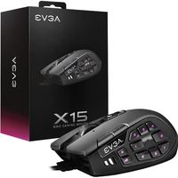 EVGA X15 MMO 游戏鼠标，8k，有线，黑色，可定制，16,000 DPI，5 个配置文件，20 个按钮，人体工学