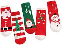 YXBQueen 儿童圣诞袜可爱儿童袜子舒适袜 5 个卡通袜子适合男孩女孩