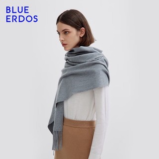 BLUE ERDOS 鄂尔多斯100%山羊绒披肩流苏保暖大围巾礼物B226S1014 岩堡灰 180cmX60cm