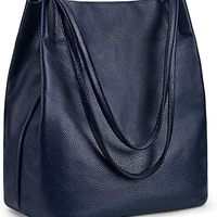 Kattee 女式柔软真皮手提包单肩包带顶部磁性按扣