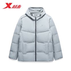 xtep特步羽绒服男秋冬厚款防风外套877429190036奶灰色l
