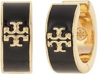 TORY BURCH 汤丽柏奇 珐琅 环箍 耳环 双T 标志 金色/黑色