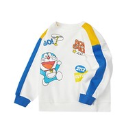 Doraemon 哆啦A梦 卡通动漫logo撞色卫衣2023春季新款中大童时尚卫衣套头