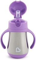 munchkin 满趣健 Cool Cat 不锈钢吸管杯，8 盎司（约236.59毫升），紫色