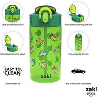 zak! designs Zak Designs 忍者神龟儿童水瓶,适合学校或旅行,16 盎司(约 453.6 克)2 件装耐用塑料水瓶,带吸