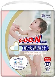 GOO.N 大王 Plus+ 裤子 M 码(*大22磅)中性款 58 支装日本上拉皮肤舒适设计,日本制造