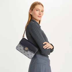 TORY BURCH 汤丽柏琦 T MONOGRAM系列 女士单肩包 152306 海军蓝 中号