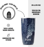 swell 四维 S'well 保温杯 防泄漏 可重复使用 不锈钢材质 家用 18.0液体盎司(约531毫升) 天蓝色大理石