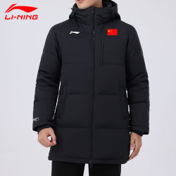 lining李宁中长款国旗加厚羽绒服黑色l