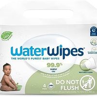 WaterWipes 纹理清洁婴儿湿巾，99.9%水，无香味，适用于婴幼儿，4包（240片）