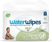 WaterWipes 纹理清洁婴儿湿巾，99.9%水，无香味，适用于婴幼儿，4包（240片）